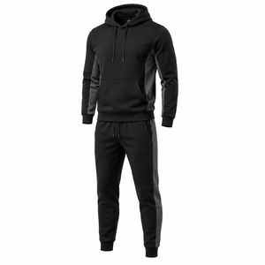 Custom <b>Mens</b> Cotton Fleece Tracksuit <b>Pullover</b> Hoodie Jogger Set Wholesale Athletic Streetwear Private Label Sweat Suit - Product Image 1