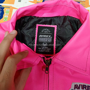 Veste en cuir AVIREX pour hommes, veste en cuir AVIREX pour hommes, cuir de vache véritable, veste bomber d'hiver, streetwear, broderie, vente en gros de vêtements en cuir - Product Image 3