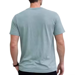 Camiseta de Manga Corta con Cuello Redondo para Hombre, Lisa, de Algodón/Fibra de Bambú, Corte Holgado, Color Sólido, Informal, Tejido de Punto Jersey, Digital - Product Image 5