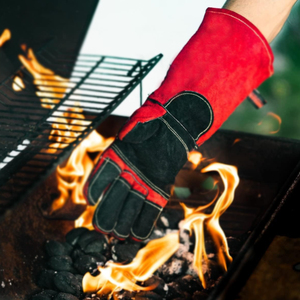 New Trending Product Safety Cowhide Leather Heat Resistant Welding <b>Gloves</b> Breathable Anti-Slip Working <b>Gloves</b> <b>For</b> Welder Work - Product Image 2