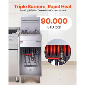 Friggitrice Elettrica Commerciale con 3 Bruciatori in Acciaio Inox, da Pavimento, con Doppi Cestelli Regolabili per Ristoranti - Product Image 4