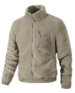 Veste en polaire à col montant pour homme, décontractée, fermeture éclair, doublure en sherpa, coupe classique, couleur unie, vêtements d'extérieur - Product Image 1