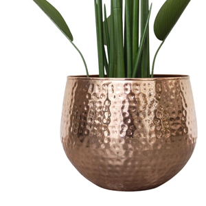Jardinière en cuivre vintage en promotion avec design côtelé et deux poignées pour usage extérieur ou intérieur - Product Image 3