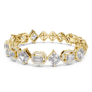 Pulsera de Lujo con Diamantes Cultivados en Laboratorio, Corte Asscher, Doble Cierre, Oro Amarillo Sólido de 18K, Bañado en Rodio, Certificado, Ideal para Regalo o Fiesta - Product Image 1