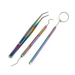 Kit de Exploración Dental Básico Shuja Surgico SS-CF-0212, Manual, Certificado CE, Instrumentos de Implante Reutilizables de Acero Inoxidable Arcoíris - Product Image 6
