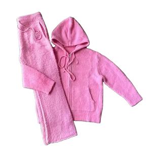 Hot New Unisex Conjunto de dos piezas hecho a medida Sudadera de algodón con capucha y pantalones de chándal de patrón sólido de talla grande para invierno - Product Image 1