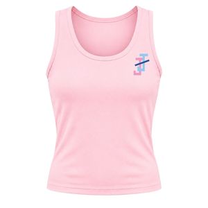 Women's Light <b>Pink</b> Fitness Tank <b>Top</b> with JJ Logo Embroidery Sleeveless Crew Neck Workout Shirt for Women Athletic Sportswear - Product Image 1