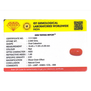 Natural Red Coral Oval Cabochon Loose Gemstone 12.7 Carat Certified Wholesale - Product Image 4