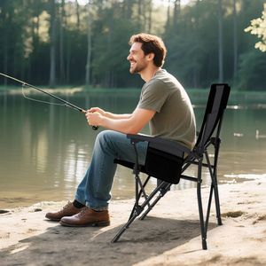 Sedia da Campeggio Pieghevole Portatile con Tasca Laterale per la Pesca - Product Image 2