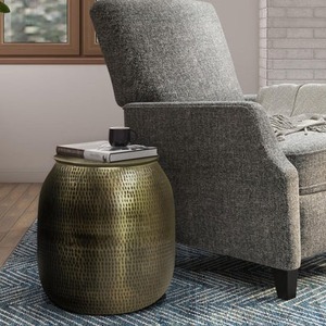 Stone & Wood Handmade Coffee <b>Table</b> With Hammered Finish Industrial Style Living Room Furniture - Product Image 3