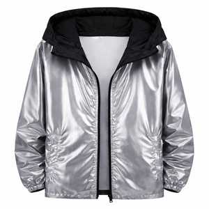 Veste à capuche épaisse et brillante camouflage pour homme avec logo sur le devant, style trench-coat pour soirée et boîte de nuit, poignets classiques - Product Image 5