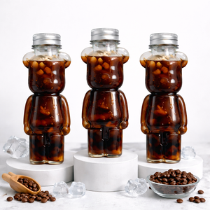 Cute 400ml PET Plastic <b>Bottle</b> with 55mm Aluminum Lid and <b>Straw</b> Hole for Beverages - Product Image 3