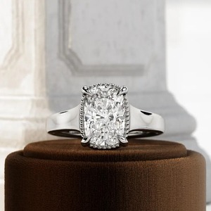 Lab Created Cushion Cut Diamond <b>Vintage</b> Engagement & Wedding <b>Ring</b> in Yellow <b>Gold</b> IGI Certified VVS Clarity Women's Trendy - Product Image 2