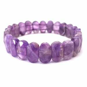 MN Exports Women's Purple Natural <b>Stone</b> Imitation Pearl Oval Beaded Stretch Lovers Shape Christian Bangle Charm <b>Bracelet</b> Fashion - Product Image 4