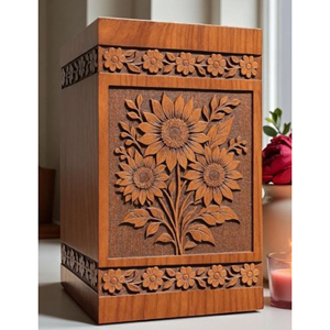 Eco Wooden Urn for Water Burial Ceremonies Artistic Wooden Cremation Urn with Hand Painting urn by AYAANS - Product Image 2