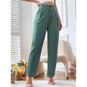 Pantalon habillé droit taille haute pour femme, longueur complète, idéal pour le bureau, les affaires ou les tenues décontractées - Product Image 6