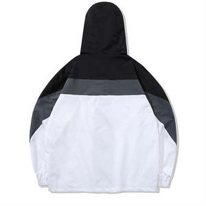 Blouson Bomber Léger en Polyester Enduit pour Femme et Homme, Coupe-Vent Formel Color Block avec Fermeture Éclair, Noir et Blanc, Grandes Tailles, Printemps - Product Image 2