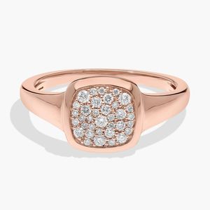 14K Yellow Gold <b>Cushion</b> Pavé Lab Grown Diamond <b>Ring</b> - Product Image 5
