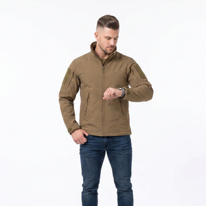 Veste d'hiver unisexe décontractée à col montant, imperméable et coupe-vent, 100 % polyester, en polaire, avec fermeture éclair intégrale et logo sur le devant - Product Image 5