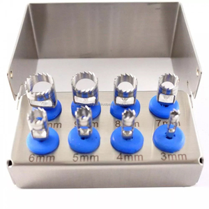 Lot de 8 fraises à trephination osseuse manuelles en acier inoxydable pour implants dentaires, outils chirurgicaux pour greffe osseuse et chirurgie implantaire - Product Image 5