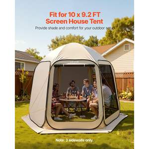 Tente de jardin beige 10 x 9,2 pieds, 5,51 x 4,23 pieds, tissu Oxford 300D enduit d'argent, 3 voiles d'ombrage pour - Product Image 2