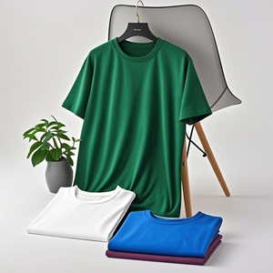 Camisetas Casuales de Cuello Redondo para Hombre, 100% Algodón, Tallas Grandes, Tejidas, Transpirables, Lisas, con Logotipo Personalizado, Color Sólido, Directo de Fábrica - Product Image 1