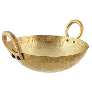 Wholesale Prices Pure Brass Kadahi With Dual Handles And Lid For Stovetop <b>Cooking</b> Durable Round Cookware <b>Pot</b> Kadahi - Product Image 2