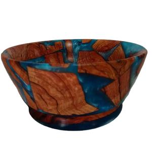 Bol à salade de luxe écologique en résine époxy et bois d'acacia pour servir les aliments lors de fêtes avec des couleurs personnalisables - Product Image 1