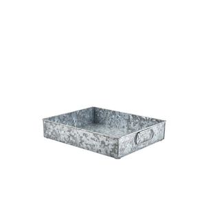 Excellent Farmhouse Galvanized Metal Serving <b>Trays</b> With Handles Decorative Centerpiece <b>Tray</b> For Home Decor & <b>Kitchen</b> - Product Image 2
