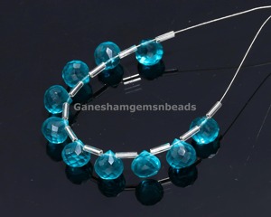 <b>London</b> Blue Topaz Quartz Faceted Onion Shape Gemstone Beads, Fine Quality 10 mm Quartz Briolette, Wholesale Beads - Product Image 1