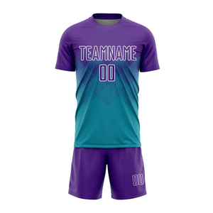 Ensemble d'uniformes de football respirants, à séchage rapide, légers, à col rond et manches courtes, de haute qualité, avec logo personnalisé, été, 100% polyester - Product Image 2
