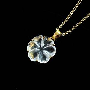 จี้คริสตัลควอตซ์รูปดอกไม้ AAA สร้อยคอคริสตัลรูปดอกไม้สำหรับผู้หญิง จี้คริสตัลควอตซ์แกะสลักด้วยมือ เครื่องประดับจี้พลอย - Product Image 6