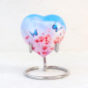 Fabricant d'urnes funéraires, urnes funéraires avec image de jardin de papillons célestes pour cendres humaines, urne à cendres en laiton personnalisée - Product Image 5