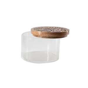 Ensemble artisanal de brûleurs d'encens en bois avec des gravures de calligraphie complexes, un pot de rangement transparent, des sous-verres et une base de service - Product Image 5