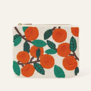 Handmade Orange Fruit Beaded <b>Coin</b> <b>Purse</b> Citrus Design Zipper Pouch Small Wallet Mini Beaded <b>Purse</b> Women Accessory Gift - Product Image 1