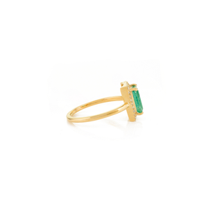 Factory Wholesale Price Fine K18 Yellow Gold Emerald & <b>Diamond</b> Elegant Halo <b>Ring</b> May Birthstone Simple Stackable Bulk Jewelry - Product Image 5