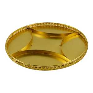Plato de Servir de Metal con Forma de Flor Dorada, 2 Recipientes con Servidor de Nueces Incorporado, Vajilla Skies Trader - Product Image 2
