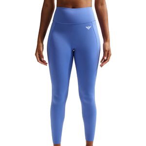Women's Casual High Waist Blue Yoga Leggings <b>Tummy</b> <b>Control</b> Quick Dry Lightweight Breathable Knee-Length Workout Stretch Pants - Product Image 1