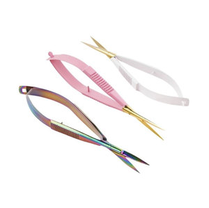 Ciseaux de beauté à ressort en acier inoxydable anti-rouille, avec logo personnalisé, lame courbée couleur arc-en-ciel, pour façonnage et finition, OEM/ODM disponible - Product Image 1