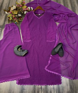 Purple Rayon Kurta For Women <b>Floor</b>-Length Loose Fit Elegant Ethnic Wear India Pakistan Casual All Seasons Style 62914 BE-170 - Product Image 2