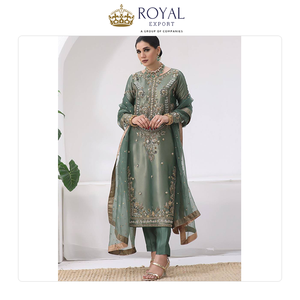 ชุดปากีสถานงานปักผ้าไหมแท้คุณภาพดีเยี่ยม คอลเลคชั่นดีไซเนอร์ชั้นนำ จัดจำหน่ายโดยตรงจากโรงงาน เหมาะสำหรับงานปาร์ตี้ - Product Image 3