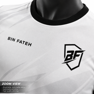 <b>BIN</b> FATEH Men's Soccer Uniform Set White Black Sublimation Print Breathable Polyester Adult Size Soccer Uniform WIth Best OEM - Product Image 6