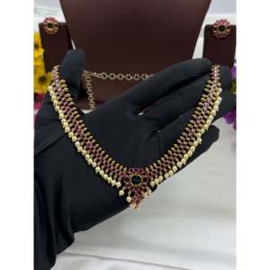 Indian Ethnic Artificial Jewellery Madhuri Traditional Agate Stone Necklace - Product Image 3