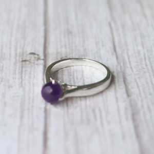 Handmade Minimalist Amethyst <b>Ring</b> 925 Sterling Silver February Birthstone Simple Elegant Jewelry Gift For Women - Product Image 2