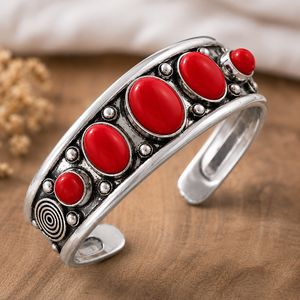 เครื่องประดับจาก Jewelry Town รุ่น JT-044 กำไลข้อมือแบบเปิด Coral Muse ประดับด้วยหินหลัก Hydro Coral ทำจากทองเหลืองชุบทองและเงิน เหมาะสำหรับทั้งชายและหญิง เป็นของขวัญสุดคลาสสิก - Product Image 4