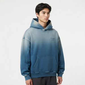 Sweat à capuche oversize pour homme effet délavé, épaules tombantes, style décontracté moderne, logo personnalisé, fabricant de marque privée, vente en gros, OEM, ODM - Product Image 5