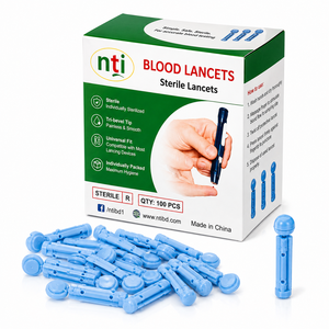 Lancetas para Extracción de Sangre Nti, 100 Unidades, Estériles, Desechables, de un Solo Uso, Color Azul, Empaquetadas Individualmente, Máxima Higiene, Fabricación Personalizada OEM - Product Image 1