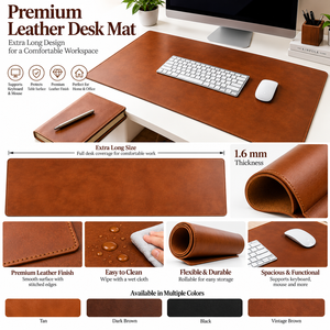 Alfombrilla de Escritorio de Cuero en Color Bronceado con Grosor de 1.6 mm y Opción de Logotipo Personalizado para Cubrir Teclado y Ratón, Suministro al por Mayor - Product Image 4