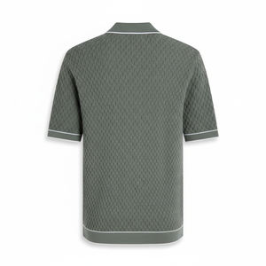 Chemise tissée pour homme de qualité supérieure OEM, à manches courtes, avec fermeture éclair, texture unie, coupe ajustée, décontractée, logo personnalisé - Product Image 2