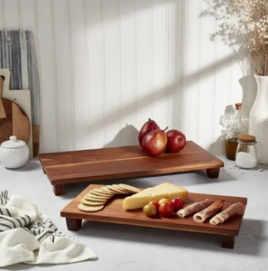 Ensemble de deux planches à fromage en bois au design personnalisé, planches à fromage et à viande, blocs de boucher pour restaurant et cuisine - Product Image 1